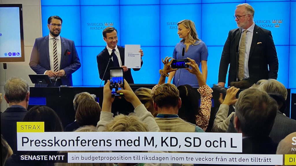 Pressträff regeringsbildning 2022 Kristerssons regeringsförslag – Klimatmålen i fara